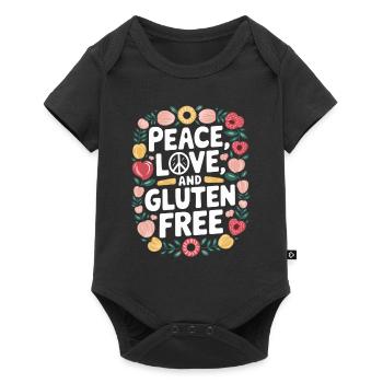 Paix, amour et sans gluten - Body à manches courtes Premium Bébé - noir - Devant