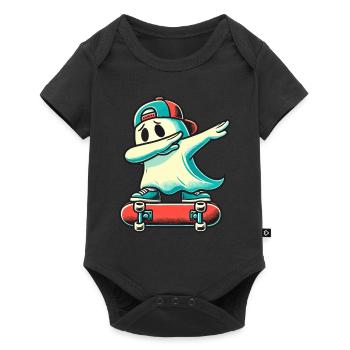 Skateboarding Dabbing Ghost Funny Halloween - Baby Premium short-sleeve bodysuit - black - Front