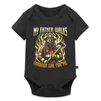 My Father Walks Through Fire For Me Firefighter - Baby Premium short-sleeve bodysuit - black - Front