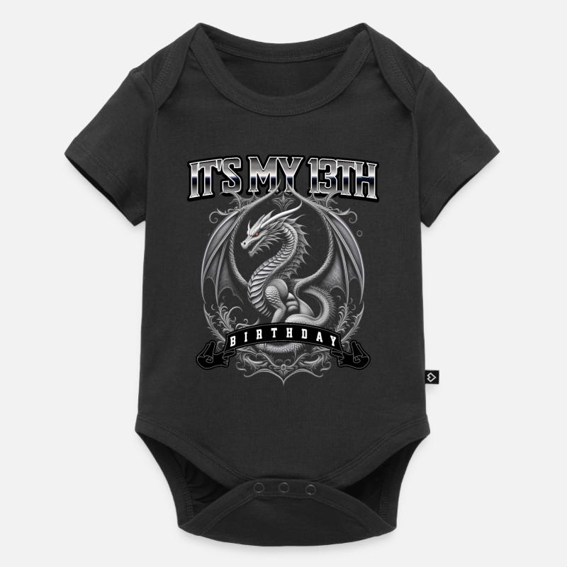 Drache 13. Geburtstag Drachen - Baby Premium Kurzarmbody - Schwarz