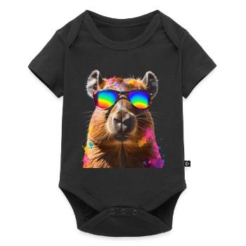 Lunettes de soleil Capybara Capy Colorful Animal Design Print - Body à manches courtes Premium Bébé - noir - Devant