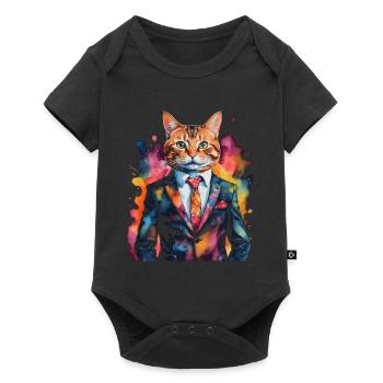 Cat Suit Colorful Funny Funny Animal Design Print - Baby Premium short-sleeve bodysuit - black - Front