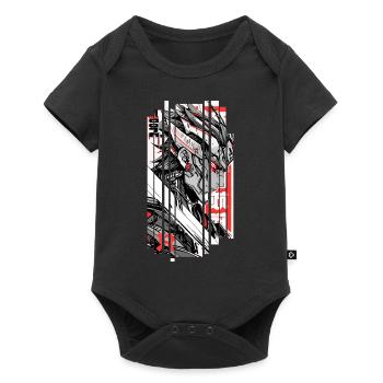 Warrior cyberpunk Géométrique rouge blanc japan - Body à manches courtes Premium Bébé - noir - Devant
