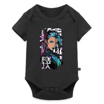 Woman cyberpunk Geometric manga pink blue japan - Baby Premium short-sleeve bodysuit - black - Front