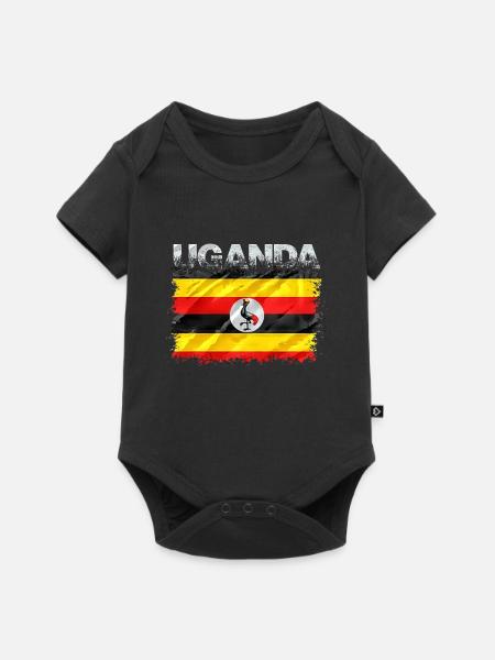 Uganda - Baby Premium Kurzarmbody - Schwarz