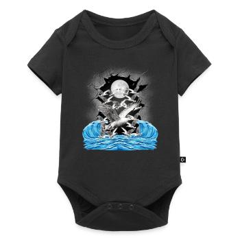 maritime, sea, seagulls, seagull, nature, lake, waves - Baby Premium short-sleeve bodysuit - black - Front