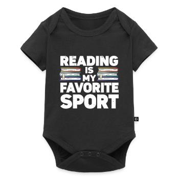Reading Is My Favorite Sport Bookworm - Baby Premium Kurzarmbody - Schwarz - Vorne