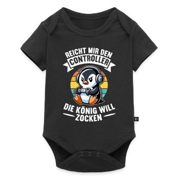 Hands me the controller, the queen wants to play - Baby Premium short-sleeve bodysuit - black - Front