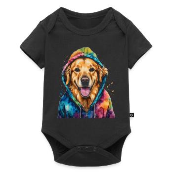 Golden Retriever Hoodie Hund Lustig Design Print - Baby Premium Kurzarmbody - Schwarz - Vorne