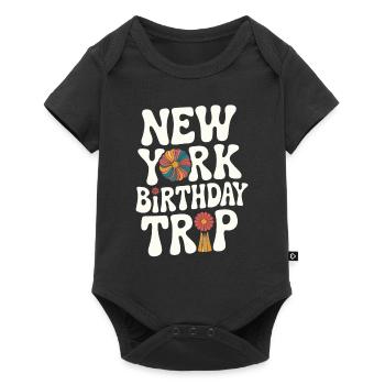 New York Birthday Trip Blumendesign - Baby Premium Kurzarmbody - Schwarz - Vorne