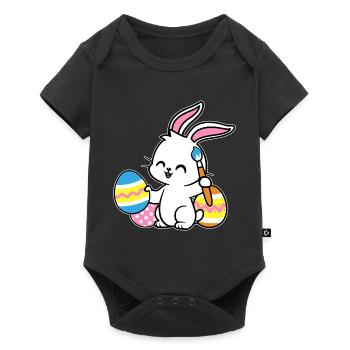 Osterhase Bemalt Ostereiger Eierbemalen Ostergesch - Baby Premium Kurzarmbody - Schwarz - Vorne
