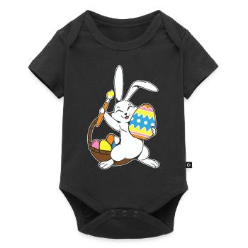 Lapin de Pâques peint oeuf de Pâques peinture chasse aux oeufs - Body à manches courtes Premium Bébé - noir - Devant