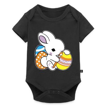 Osterhase Bemalt Ostereiger Eierbemalen Ostergesch - Baby Premium Kurzarmbody - Schwarz - Vorne