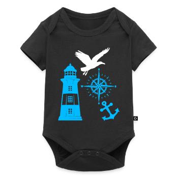 Maritim Leuchtturm Kompass Leuchttürme Möwen - Baby Premium Kurzarmbody - Schwarz - Vorne