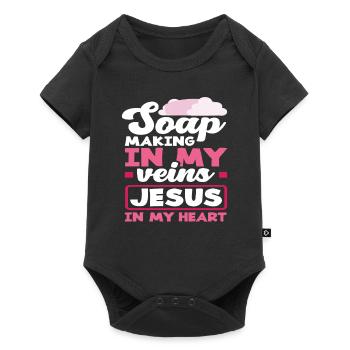 Seifenherstellung In Meinen Adern Jesus In Meinem - Baby Premium Kurzarmbody - Schwarz - Vorne
