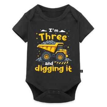 Ich bin 3 und grabe es 3. Geburtstag Konstruktion - Baby Premium Kurzarmbody - Schwarz - Vorne