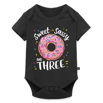 Sweet Sassy and Three 3rd Birthday Donut Party - Baby Premium short-sleeve bodysuit - black - Front