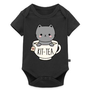 Kit-Tea Chaton mignon dans une tasse à thé Cat Lover Pun - Body à manches courtes Premium Bébé - noir - Devant