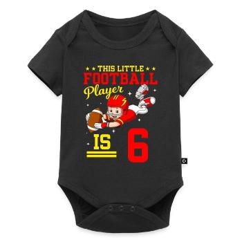 6ème anniversaire Joueur de football - Body à manches courtes Premium Bébé - noir - Devant