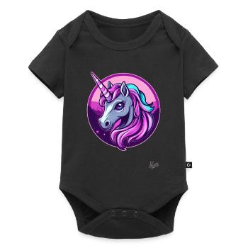 Süßes und cooles Einhorn - Baby Premium Kurzarmbody - Schwarz - Vorne