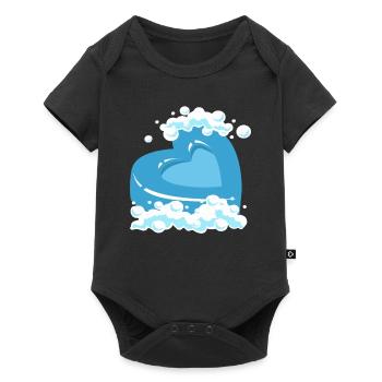 Blaues Herz Mit Schaum Motiv - Baby Premium Kurzarmbody - Schwarz - Vorne