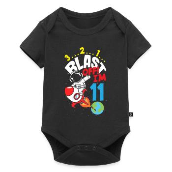 11e anniversaire garçons astronaute anniversaire - Body à manches courtes Premium Bébé - noir - Devant