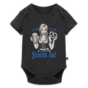 I brauch ka Dirndl i bin nur zum feiern da - Baby Premium Kurzarmbody - Schwarz - Vorne
