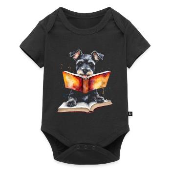 Schnauzer miniature lisant chien drôle animal design imprimer - Body à manches courtes Premium Bébé - noir - Devant