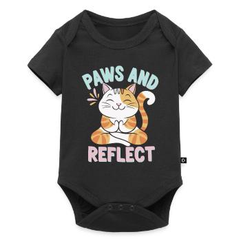 Paws And Reflect Katze Yoga Meditation - Baby Premium Kurzarmbody - Schwarz - Vorne