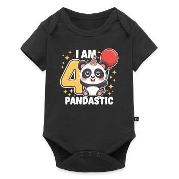 J’ai 4 ans Pandastic 4ème anniversaire Panda - Body à manches courtes Premium Bébé - noir - Devant