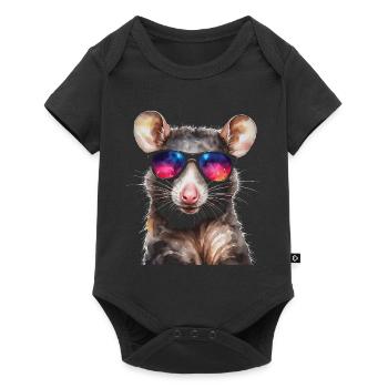 Lunettes de soleil Opossum Imprimé de design animalier coloré - Body à manches courtes Premium Bébé - noir - Devant