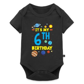 6th Birthday Boys 6 Years Astronaut Birthday - Baby Premium short-sleeve bodysuit - black - Front