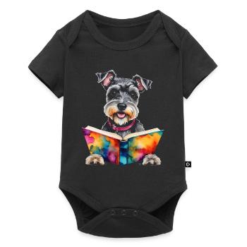 Schnauzer miniature lisant chien drôle animal design imprimer - Body à manches courtes Premium Bébé - noir - Devant