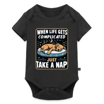 Dog Sleeping Relaxing Relaxing Sleeping Outfit - Baby Premium short-sleeve bodysuit - black - Front