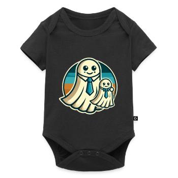 Papa Gespenst Vater Mit Sohn Lustiges Halloween - Baby Premium Kurzarmbody - Schwarz - Vorne