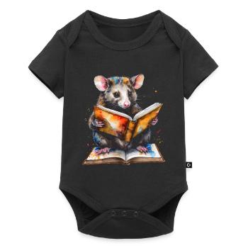 Possum Lecture Coloré Animal Design Imprimer - Body à manches courtes Premium Bébé - noir - Devant