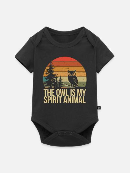 Eule la chouette est mon animal spirituel - Body à manches courtes Premium Bébé - noir