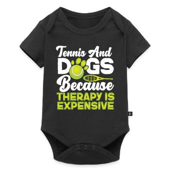 Funny Tennis Player Racket Dog - Baby Premium short-sleeve bodysuit - black - Front