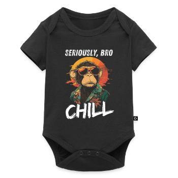 Sérieusement Bro Chill Monkey Meme Coucher de soleil - Body à manches courtes Premium Bébé - noir - Devant