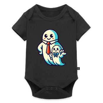 papa fantôme père avec son fils drôle halloween - Body à manches courtes Premium Bébé - noir - Devant