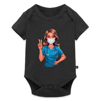 Lustige Krankenschwester mit Humor - Baby Premium Kurzarmbody - Schwarz - Vorne