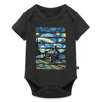 Sternennachtzug Van Gogh Lokomotive - Baby Premium Kurzarmbody - Schwarz - Vorne
