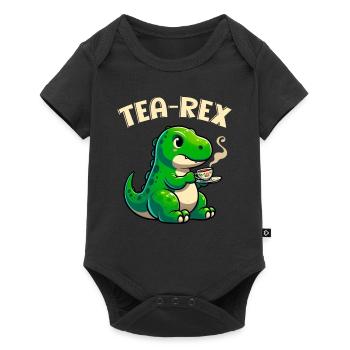 Tea Rex Dinosaur Lover T-Rex Tasse à thé - Body à manches courtes Premium Bébé - noir - Devant