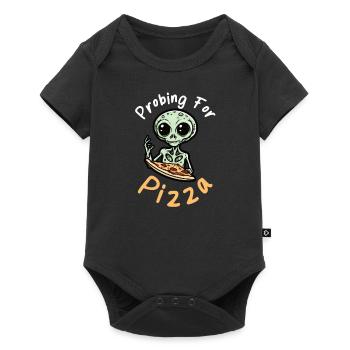 Außerirdische Entführung Sondiert Nach Pizza - Baby Premium Kurzarmbody - Schwarz - Vorne
