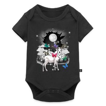 Mountains Mountains Deer Deer Butterflies Children - Baby Premium short-sleeve bodysuit - black - Front