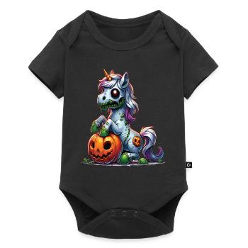 Halloween Licorne Citrouille d’Halloween - Body à manches courtes Premium Bébé - noir - Devant