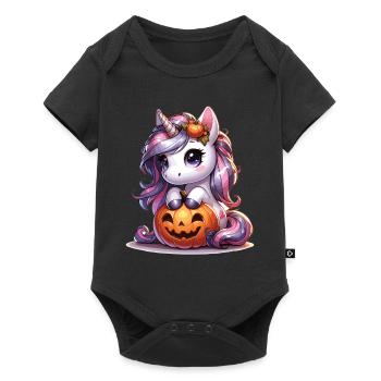 Halloween Licorne Citrouille d’Halloween - Body à manches courtes Premium Bébé - noir - Devant