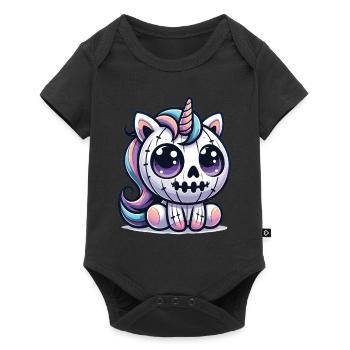 Halloween Unicorn Halloween Pumpkin - Baby Premium short-sleeve bodysuit - black - Front