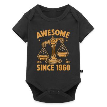 Waage Sternzeichen Geburtstag Oktober 1960 Awesome - Baby Premium Kurzarmbody - Schwarz - Vorne