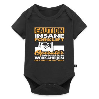 Attention forklift driver crazy workaholism away - Baby Premium short-sleeve bodysuit - black - Front